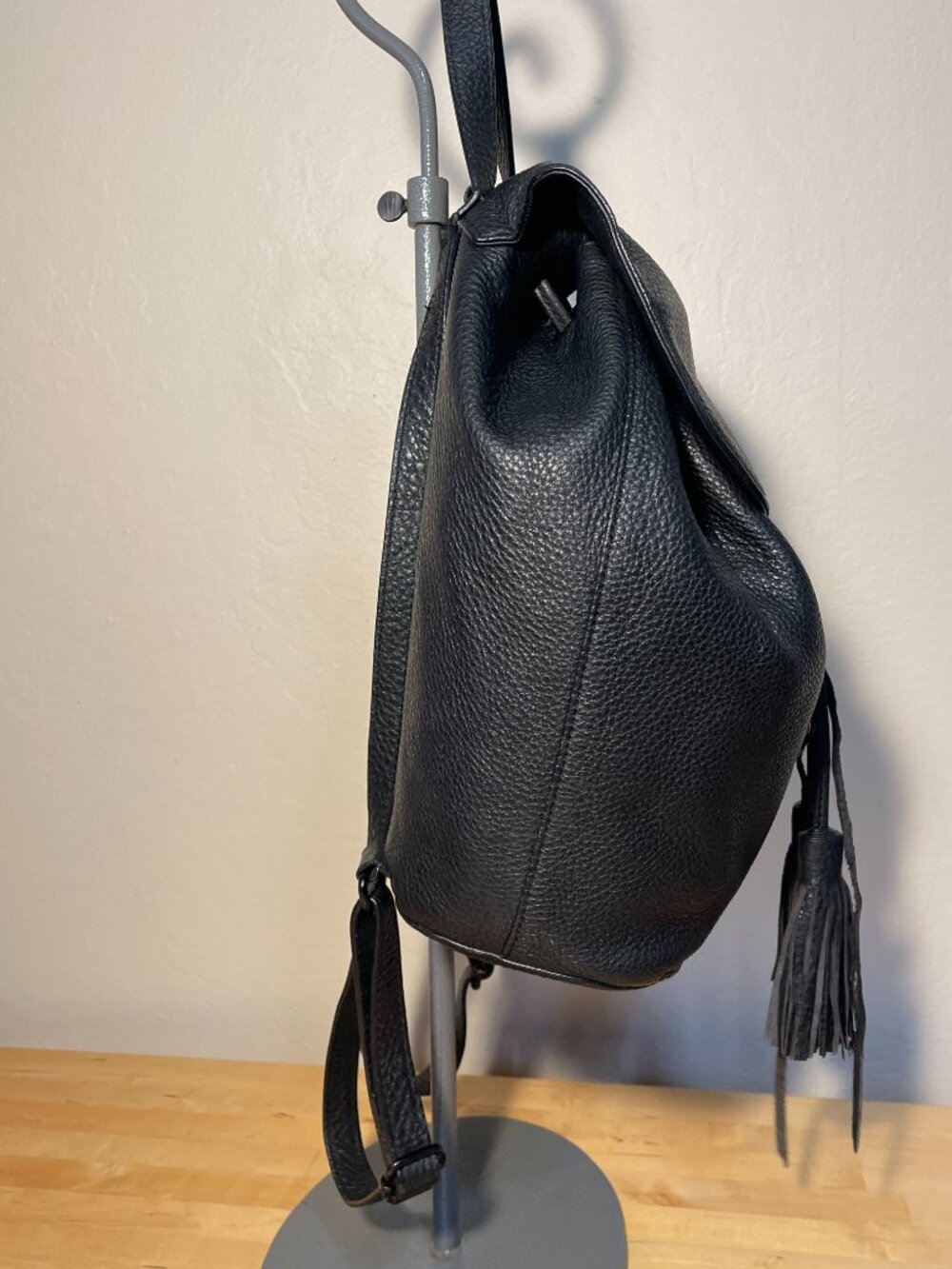 Rebecca Minkoff Moto Black Leather Backpack  Butter Soft Leather Tassel Detail - Picture 2 of 12